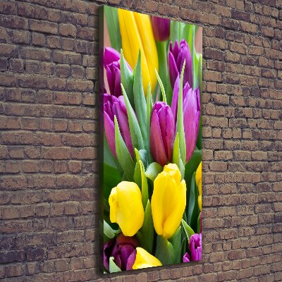 Foto auf leinwand vertikales Bunte Tulpen
