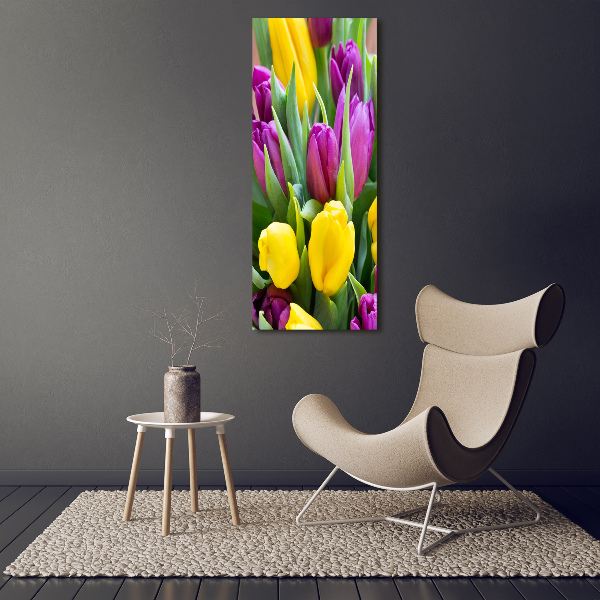 Foto auf leinwand vertikales Bunte Tulpen