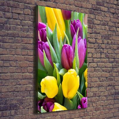 Foto auf leinwand vertikales Bunte Tulpen