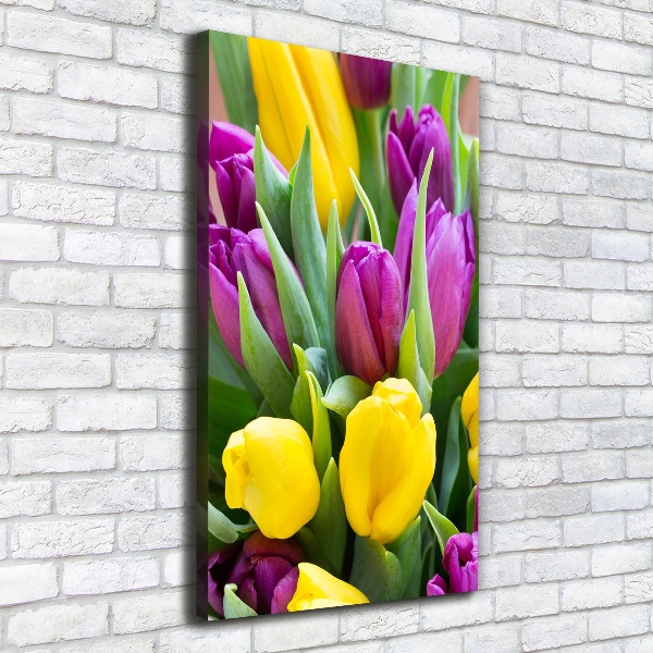 Foto auf leinwand vertikales Bunte Tulpen