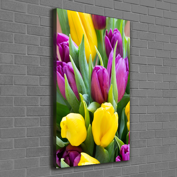Foto auf leinwand vertikales Bunte Tulpen