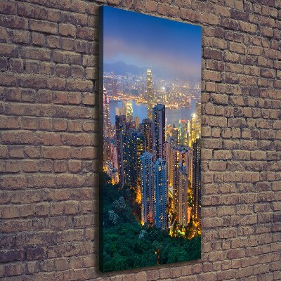Wandbild vertikales Hongkong bei Nacht