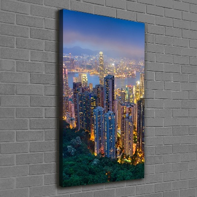 Wandbild vertikales Hongkong bei Nacht