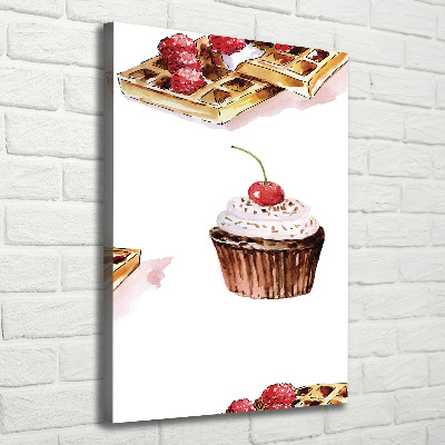 Wandbild vertikales Muffins und Waffeln
