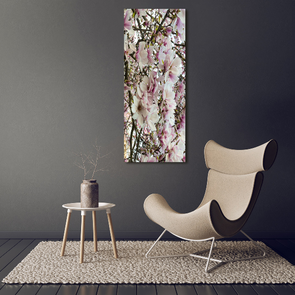 Wandbild vertikales Magnolienblüten