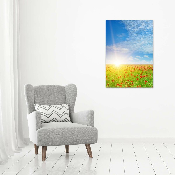 Foto leinwand vertikales Mohnfeld