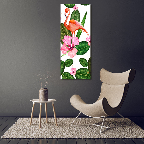 Foto leinwand vertikales Flamingos und Blumen