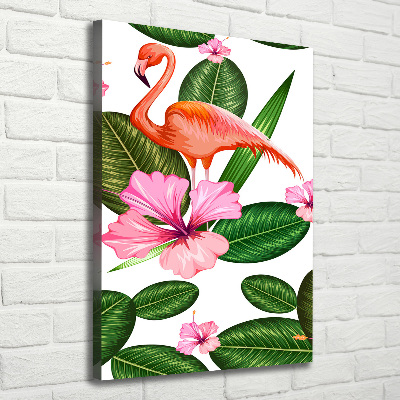 Foto leinwand vertikales Flamingos und Blumen