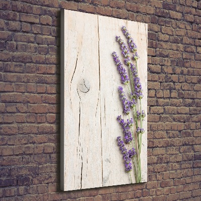 Wandbild vertikales Lavendel auf Holz