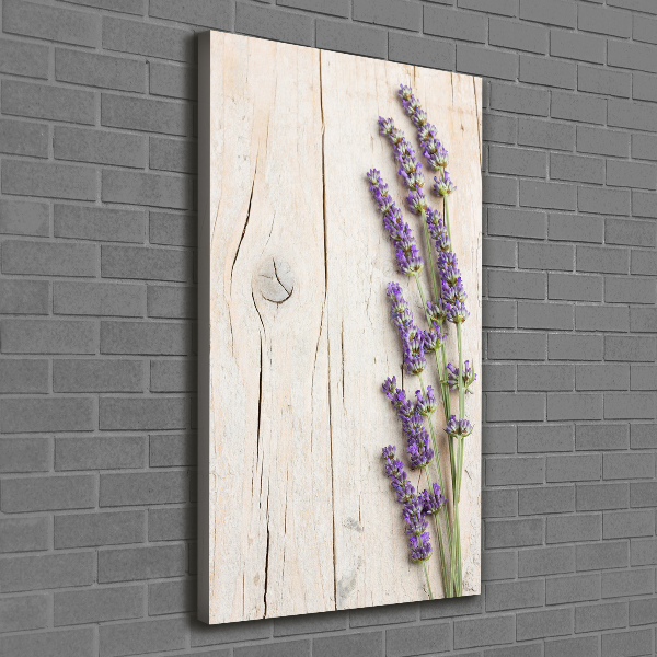 Wandbild vertikales Lavendel auf Holz