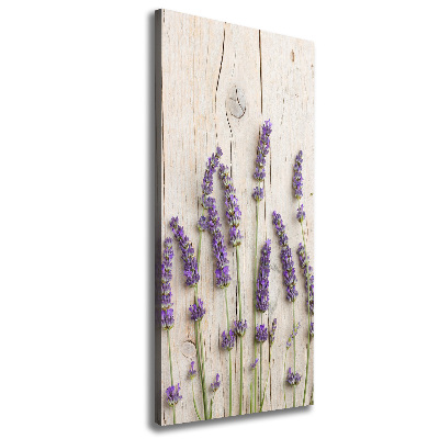 Foto leinwand vertikales Lavendel auf Holz