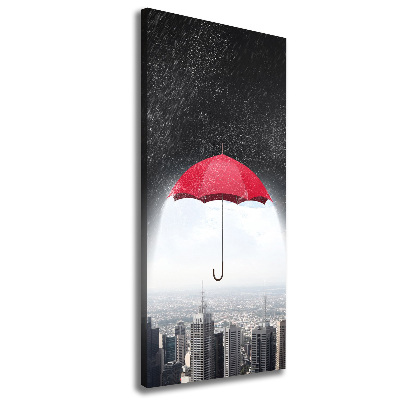 Foto auf leinwand vertikales Regenschirm über der Stadt
