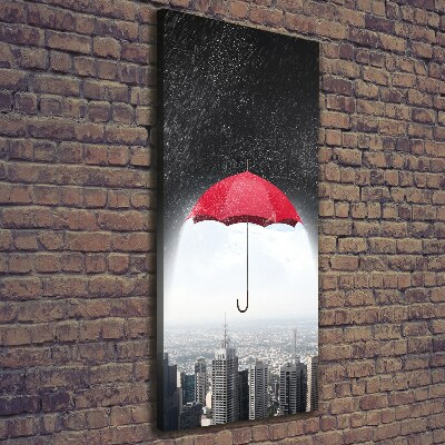 Foto auf leinwand vertikales Regenschirm über der Stadt