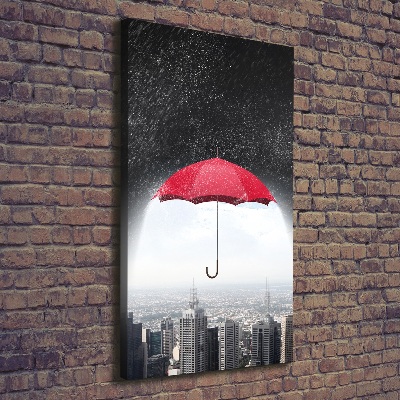 Foto auf leinwand vertikales Regenschirm über der Stadt
