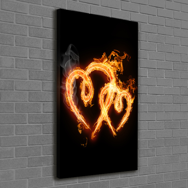 Foto auf leinwand vertikales Brennende Herzen