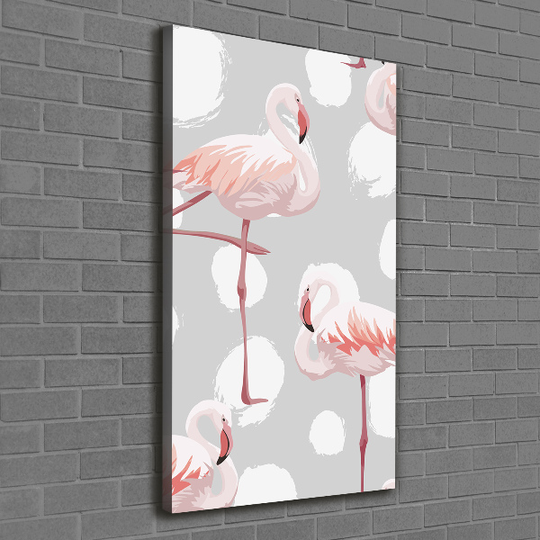 Foto auf leinwand vertikales Flamingos und Punkte