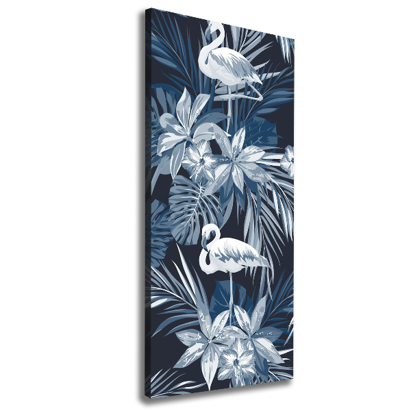 Wandbild vertikales Blumen und Flamingos