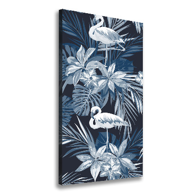 Wandbild vertikales Blumen und Flamingos