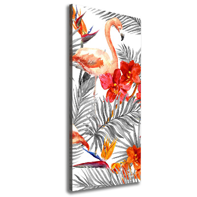 Wandbild vertikales Flamingos und Blumen