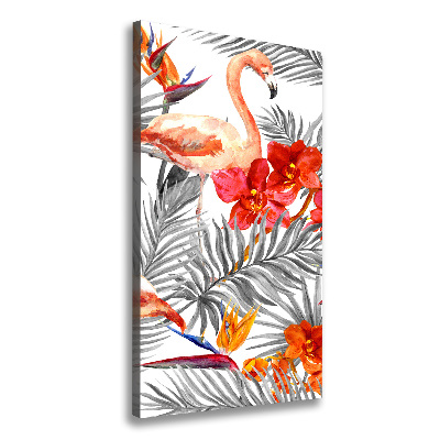 Wandbild vertikales Flamingos und Blumen