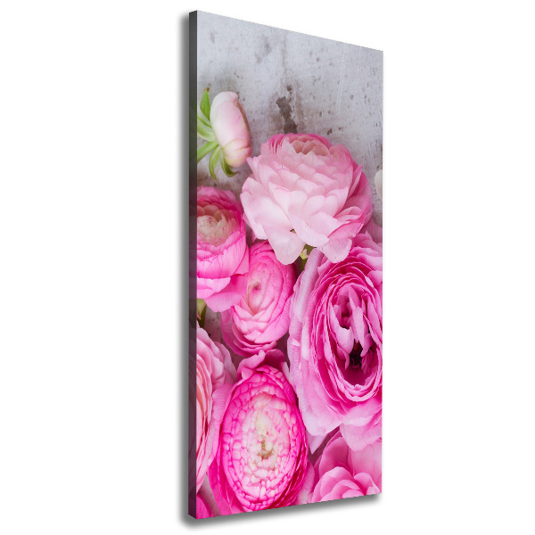 Wandbild vertikales Rosa Butterblumen
