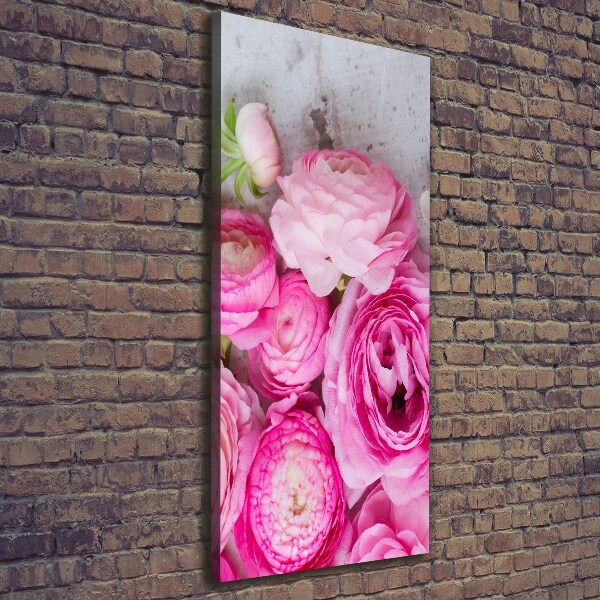 Wandbild vertikales Rosa Butterblumen