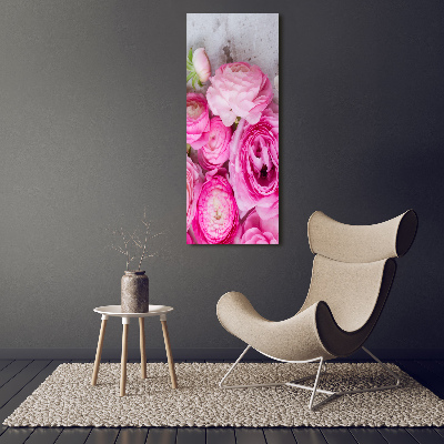 Wandbild vertikales Rosa Butterblumen