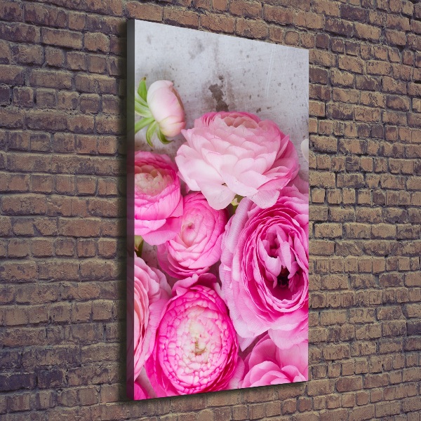 Wandbild vertikales Rosa Butterblumen