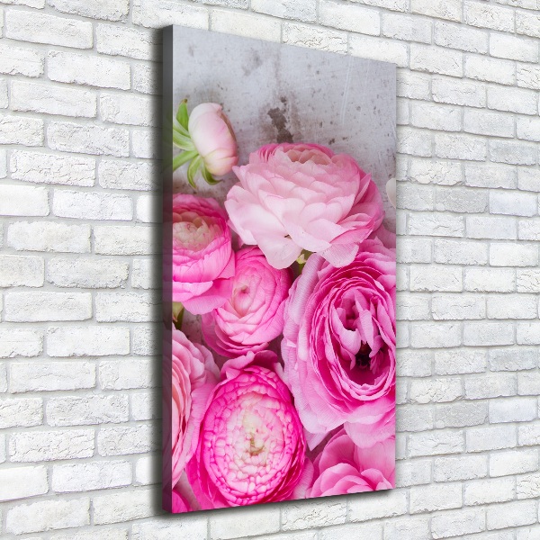 Wandbild vertikales Rosa Butterblumen