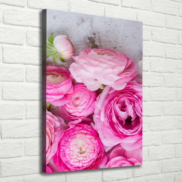 Wandbild vertikales Rosa Butterblumen