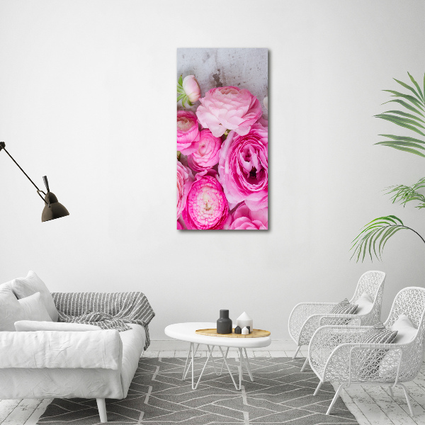 Wandbild vertikales Rosa Butterblumen
