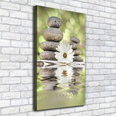 Foto leinwand vertikales Steine ​​und Blumen