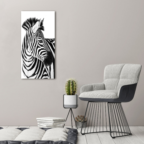 Wandbild vertikales Zebra im Schnee