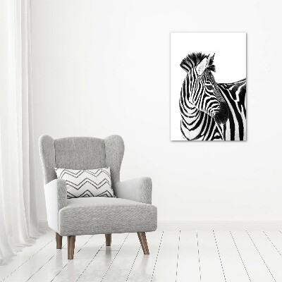 Wandbild vertikales Zebra im Schnee
