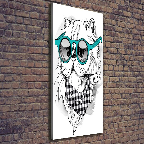 Foto leinwand vertikales Katze mit Brille