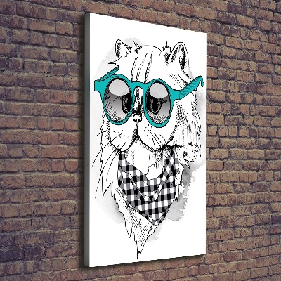 Foto leinwand vertikales Katze mit Brille