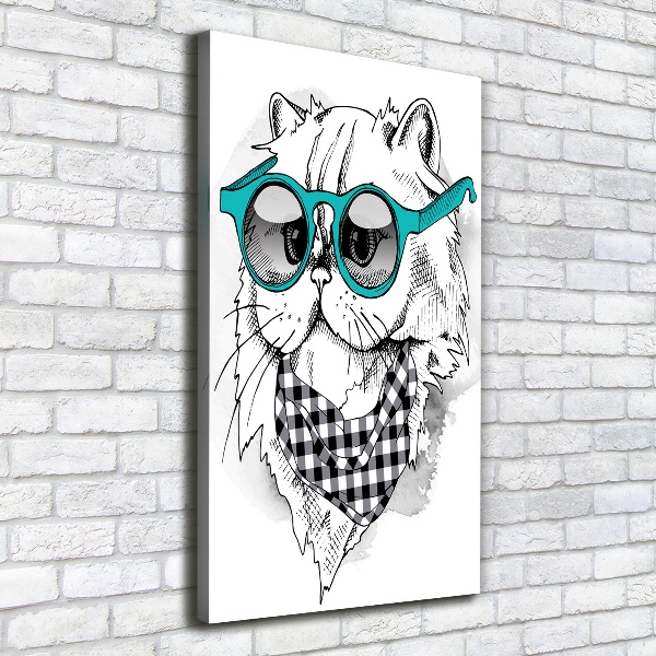 Foto leinwand vertikales Katze mit Brille