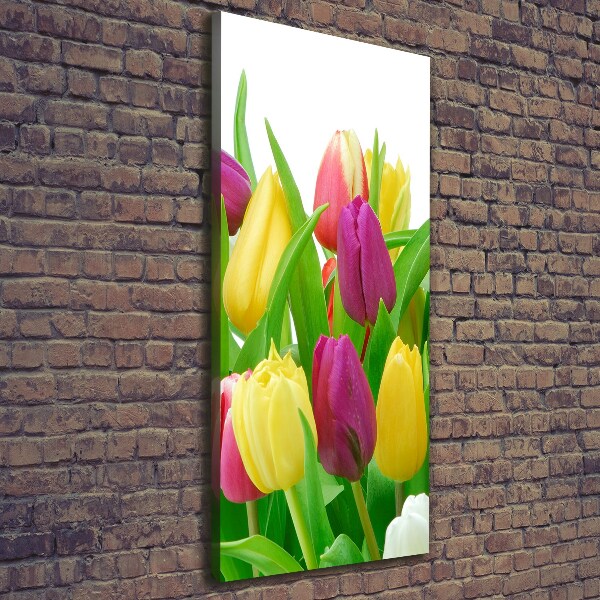 Wandbild vertikales Bunte Tulpen
