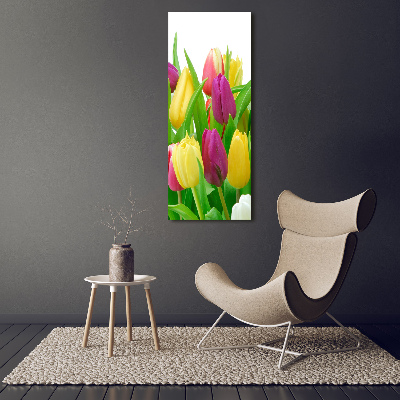 Wandbild vertikales Bunte Tulpen