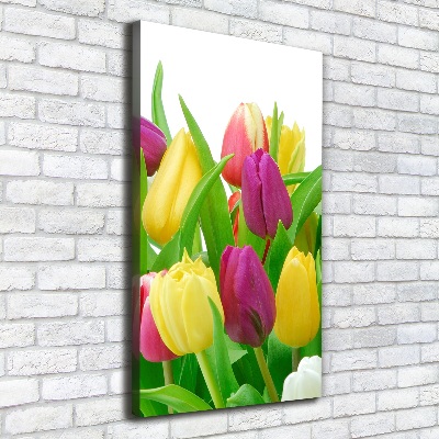 Wandbild vertikales Bunte Tulpen