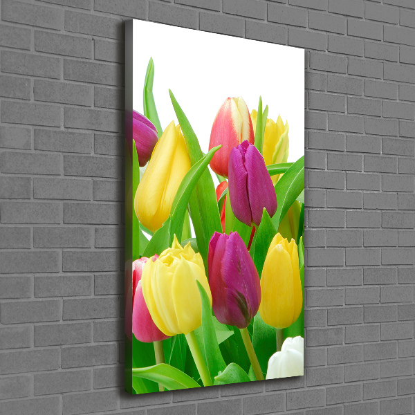 Wandbild vertikales Bunte Tulpen