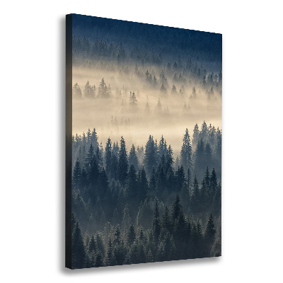 Foto leinwand vertikales Nebel über dem Wald