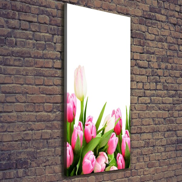 Foto auf leinwand vertikales Rosa Tulpen