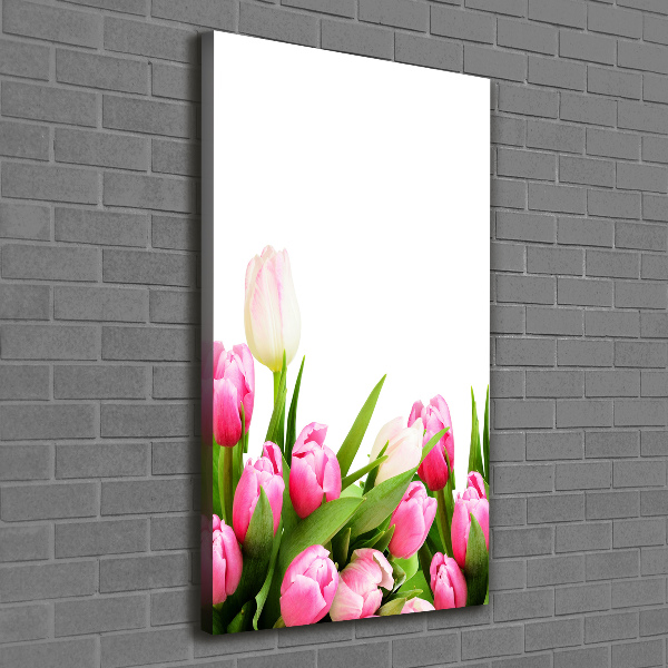 Foto auf leinwand vertikales Rosa Tulpen