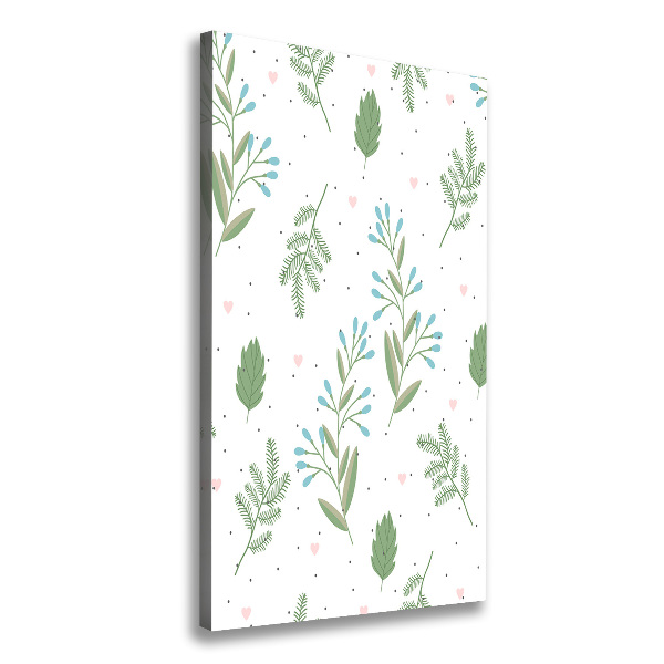 Wandbild vertikales Blätter und Herzen