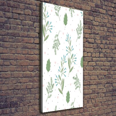 Wandbild vertikales Blätter und Herzen