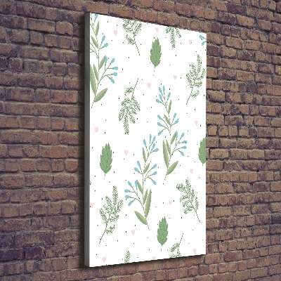 Wandbild vertikales Blätter und Herzen