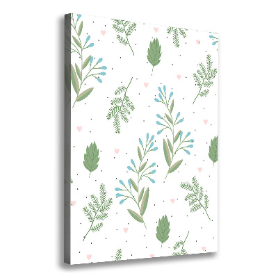 Wandbild vertikales Blätter und Herzen