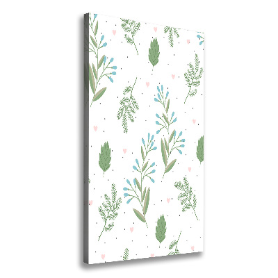 Wandbild vertikales Blätter und Herzen