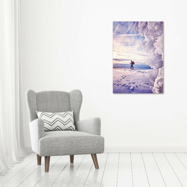 Foto leinwand vertikales Skifahrer